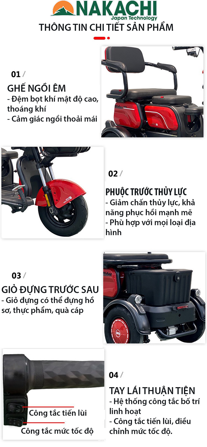 tính năng xe điện 3 bánh NC-X03